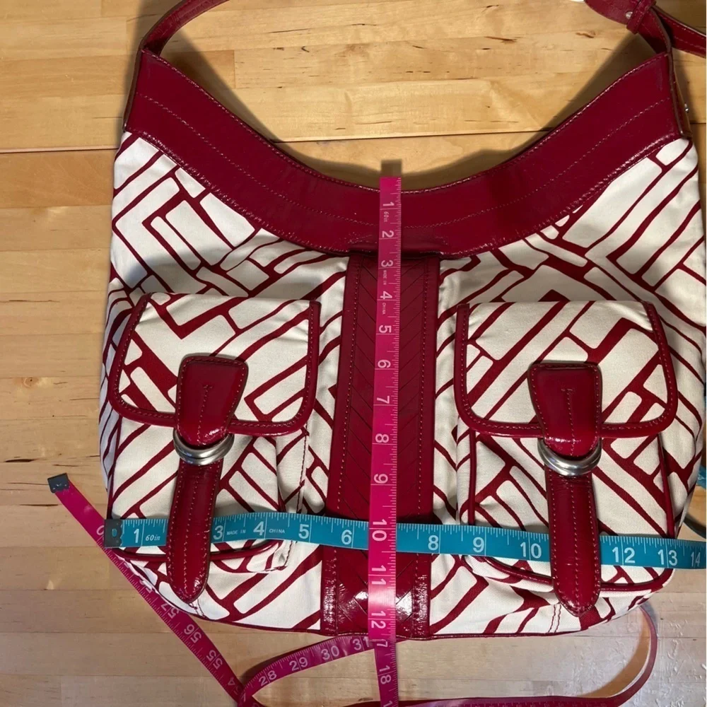 Cole Haan Canvas Leather Hobo Bag Shoulder Purse Vintage Style Multicolor Tote